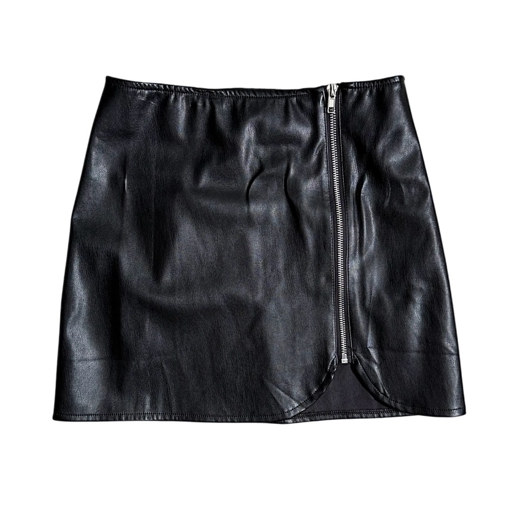 Lulus Faux Leather Asymmetric Black Mini Skirt Size XS NWT
